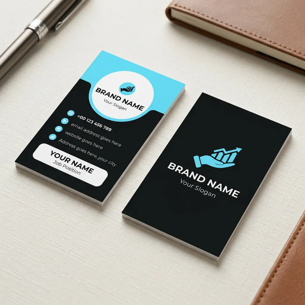 Professional Business Card Template With Blue Accent And Modern Circular Layout For Corporate Identity Sr29032616 Mockup Two