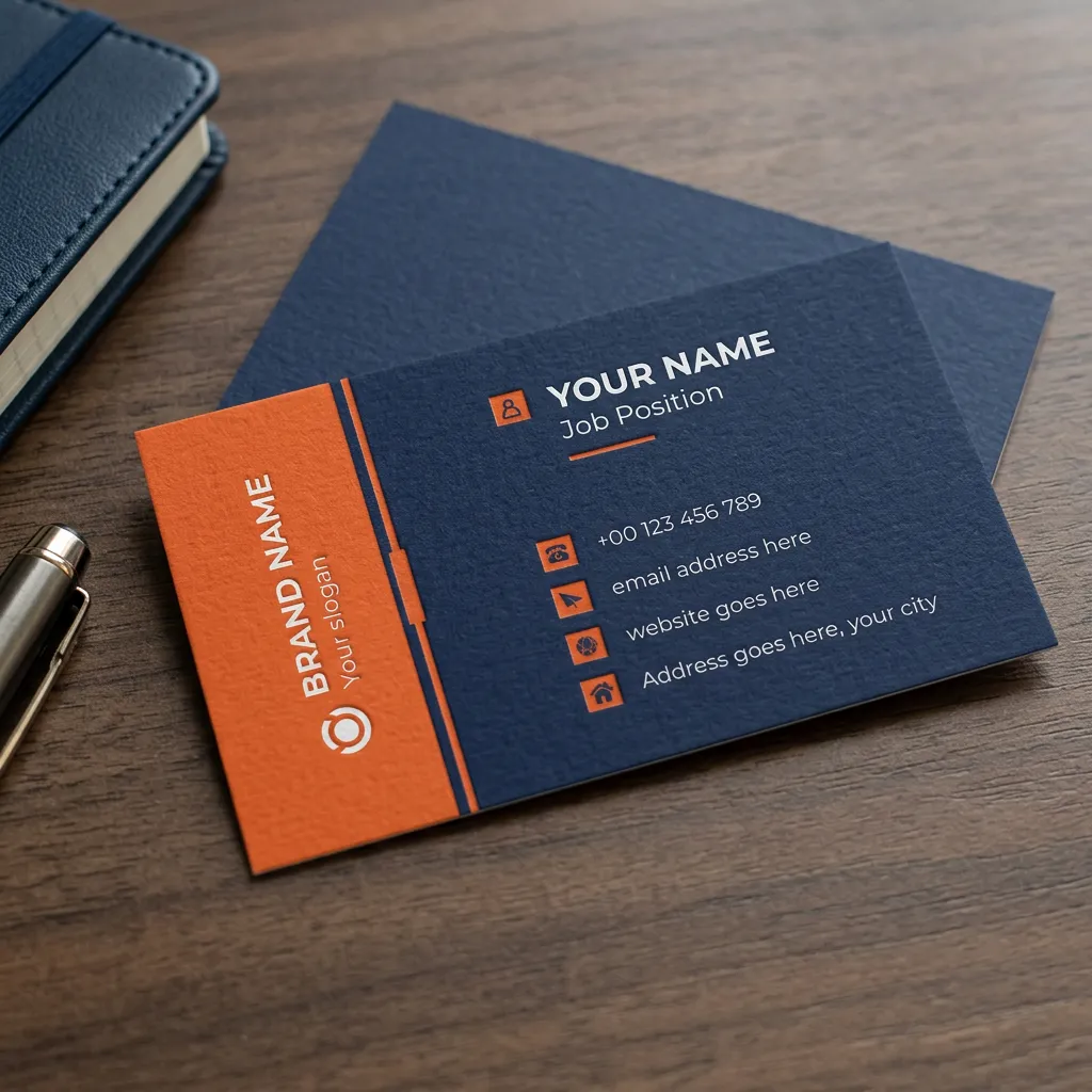 Professional corporate business card template with bold color contrast and clean layout mockup one
