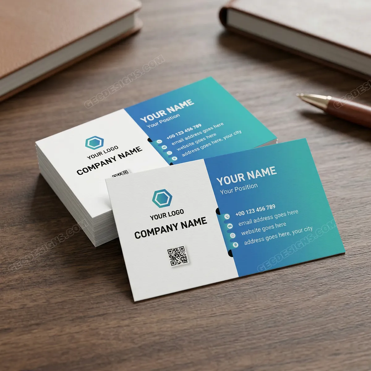 Professional Vector Business Card Template Mockup Two