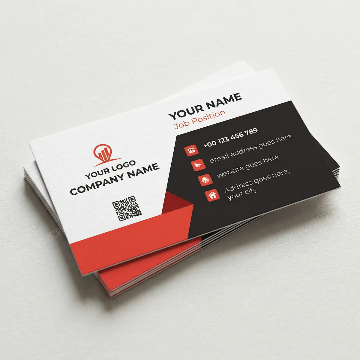 Professional Visiting Card Design Black And Red Business Card Template Sr09092406 Mockup One