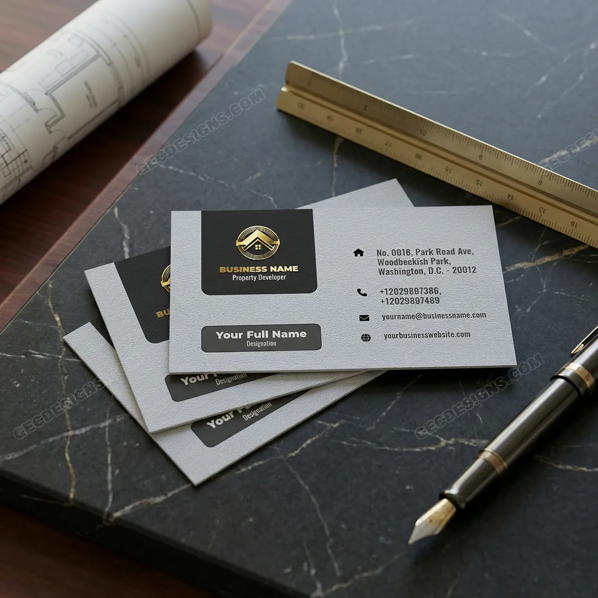 Real Estate Business Card Minimalist Design Sr03082401 Mockup One