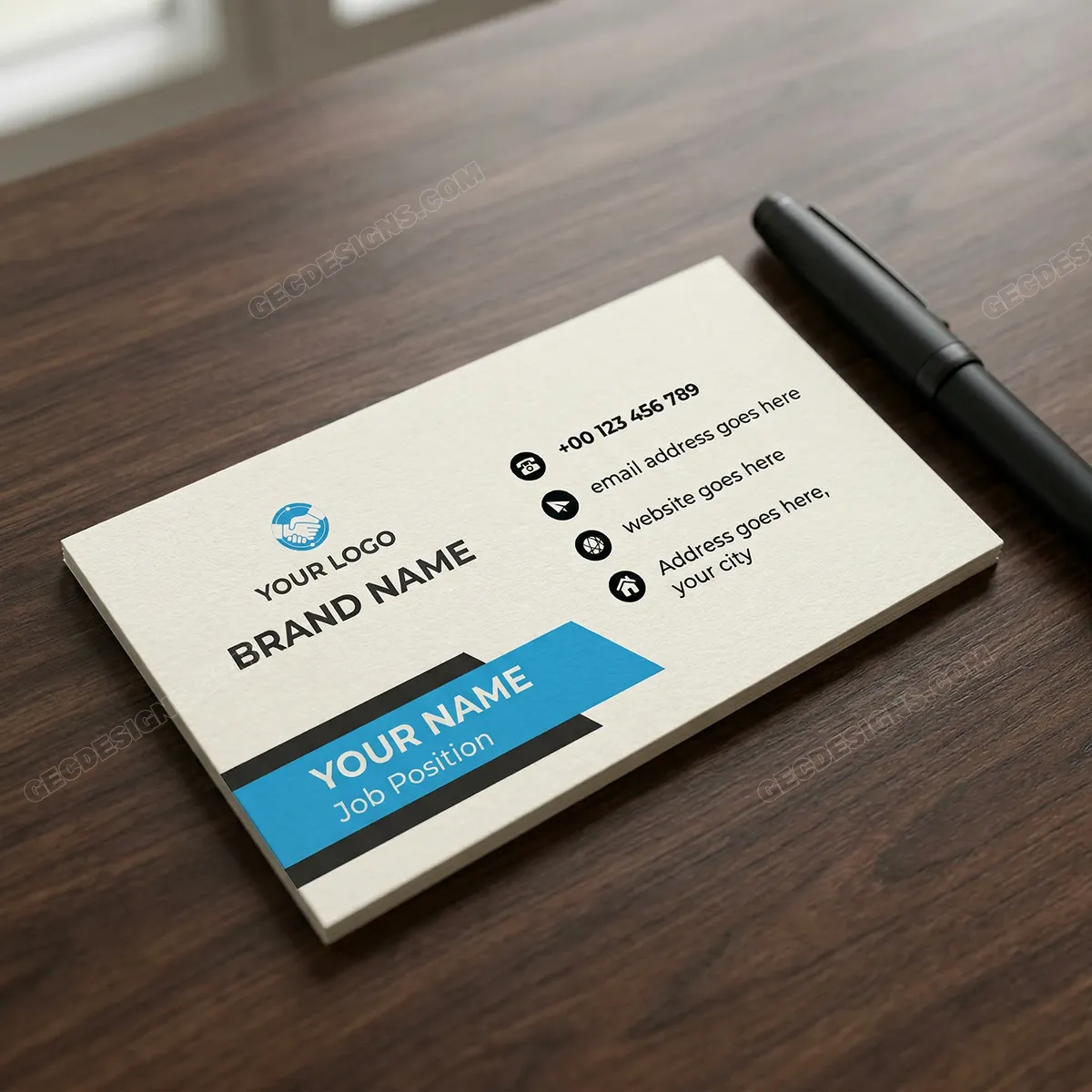Simple And Clean Light Blue Business Card Template For Modern Professionals Sr01082515 Mockup Two