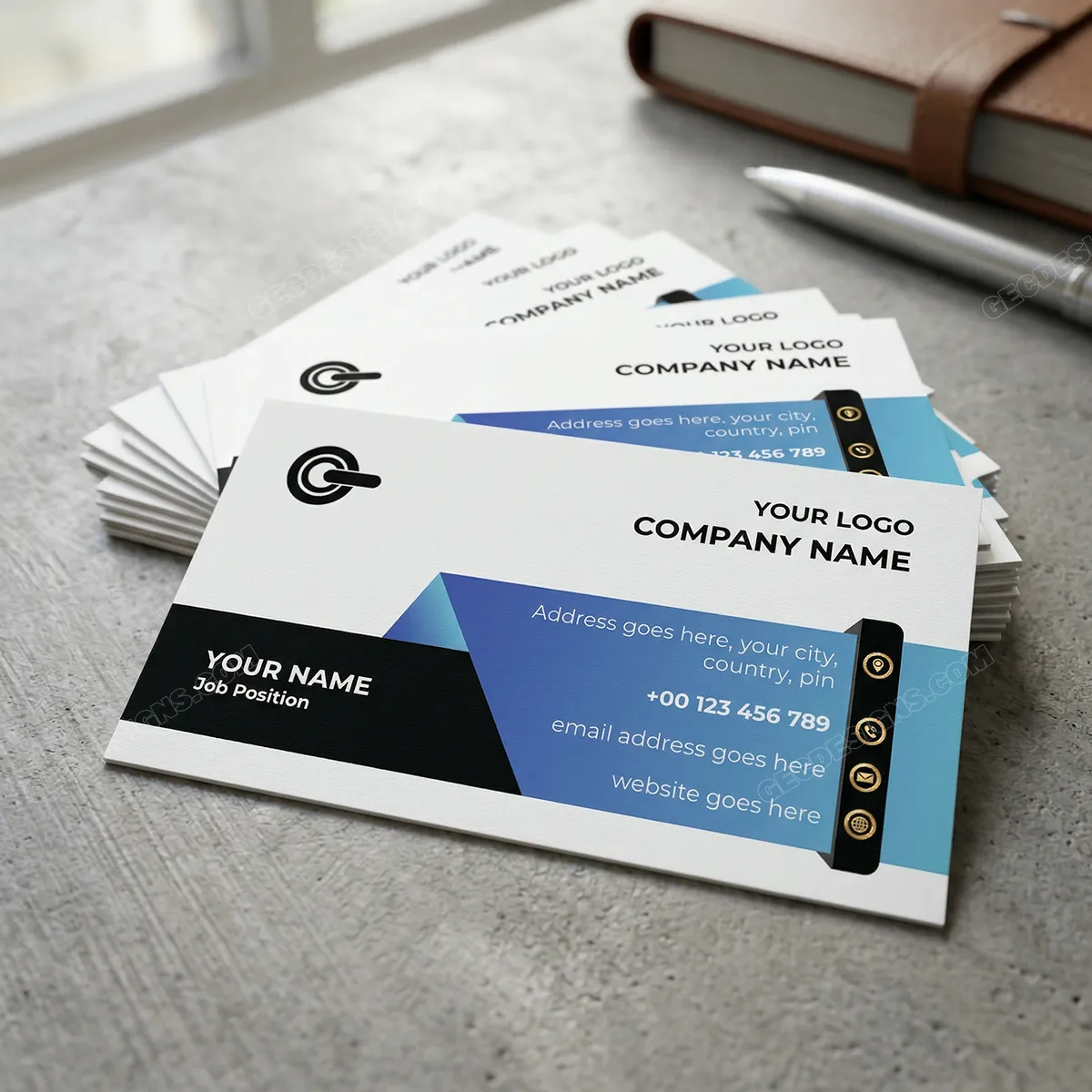 Sleek Corporate Business Card Template Mockup Two