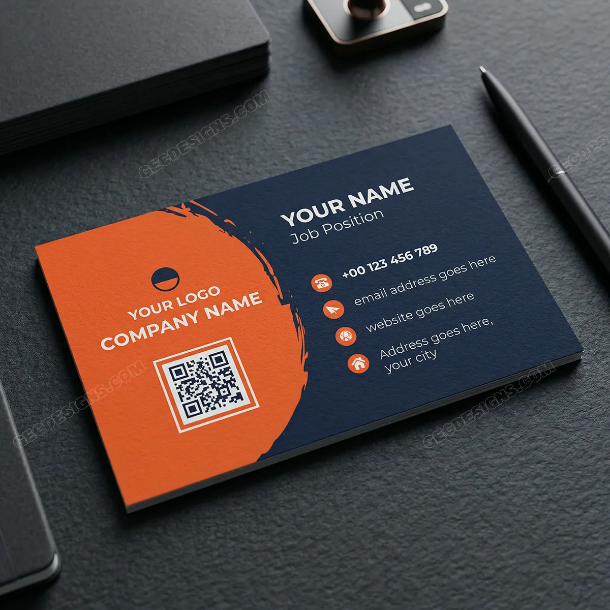 Unique Visiting Card Design Black And Red Business Card Template Sr09092407 Mockup Two