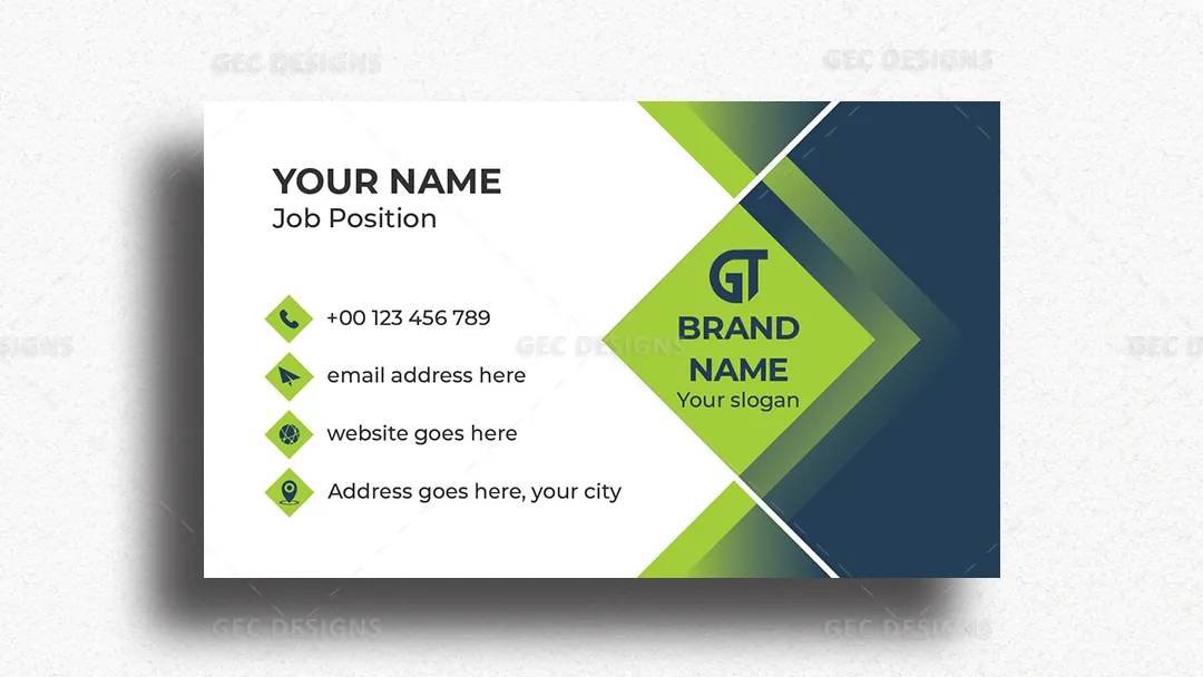 Visiting Card Template with Green Gradient Design for Business Branding and Networking