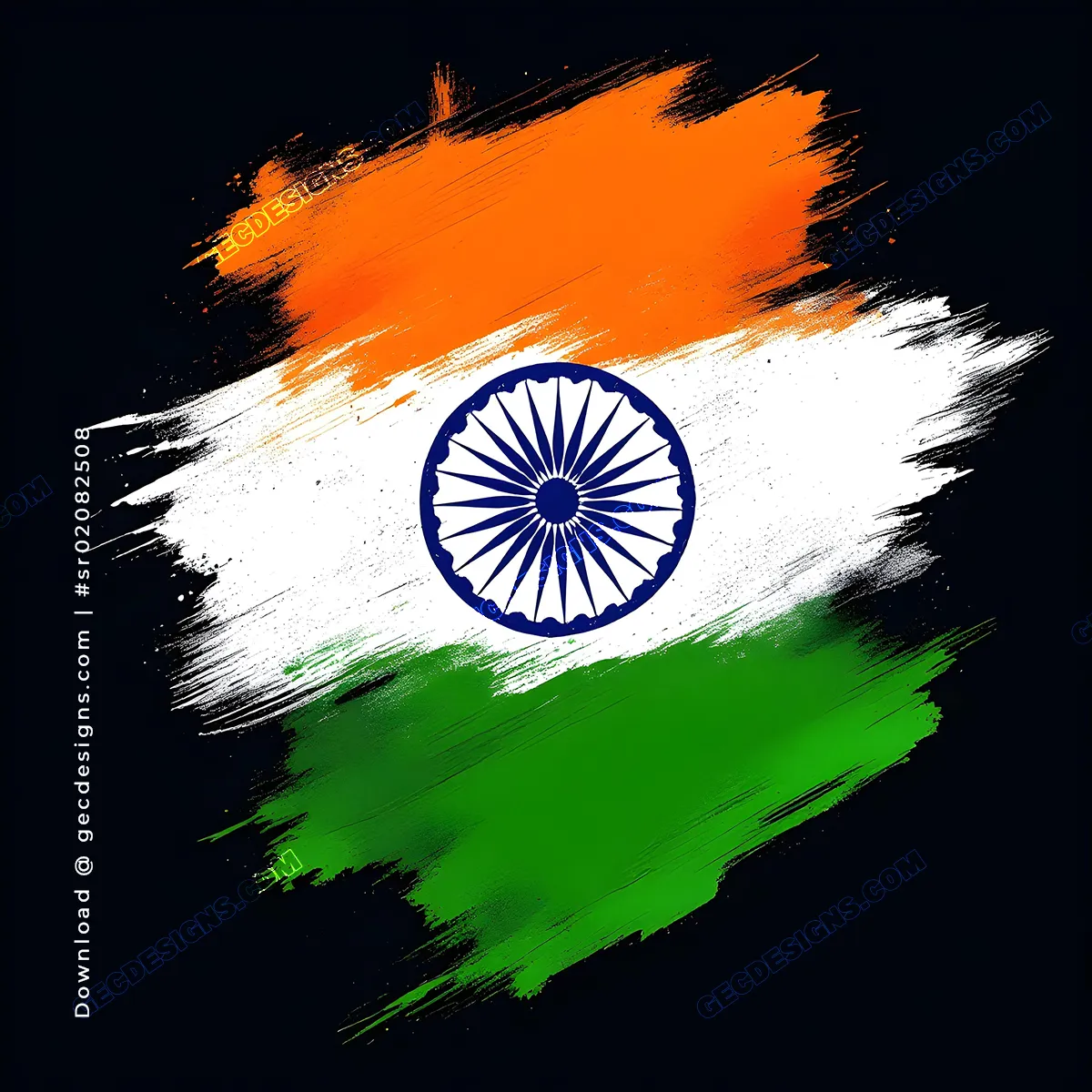 Abstract Indian Flag Brush Stroke Image with Ashoka Chakra for Independence  Day Wallpaper - GEC Designs, image size:1200x1200