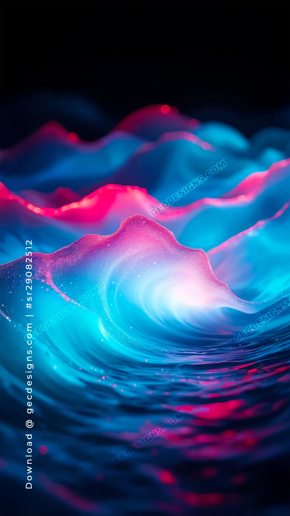 Abstract Neon Wave iPhone Wallpaper with Glowing Blue and Pink Colors - GEC  Designs, image size:950x1689