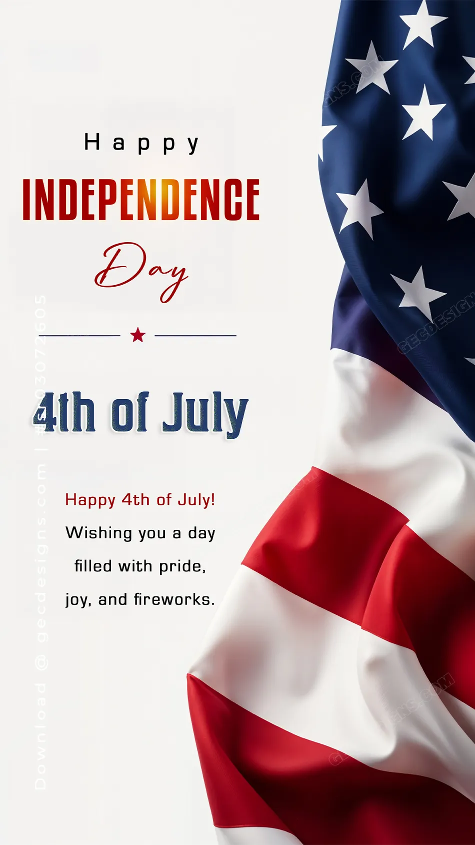 American Independence Day Wallpaper with Draped Silk US Flag and 4th of July Wishes