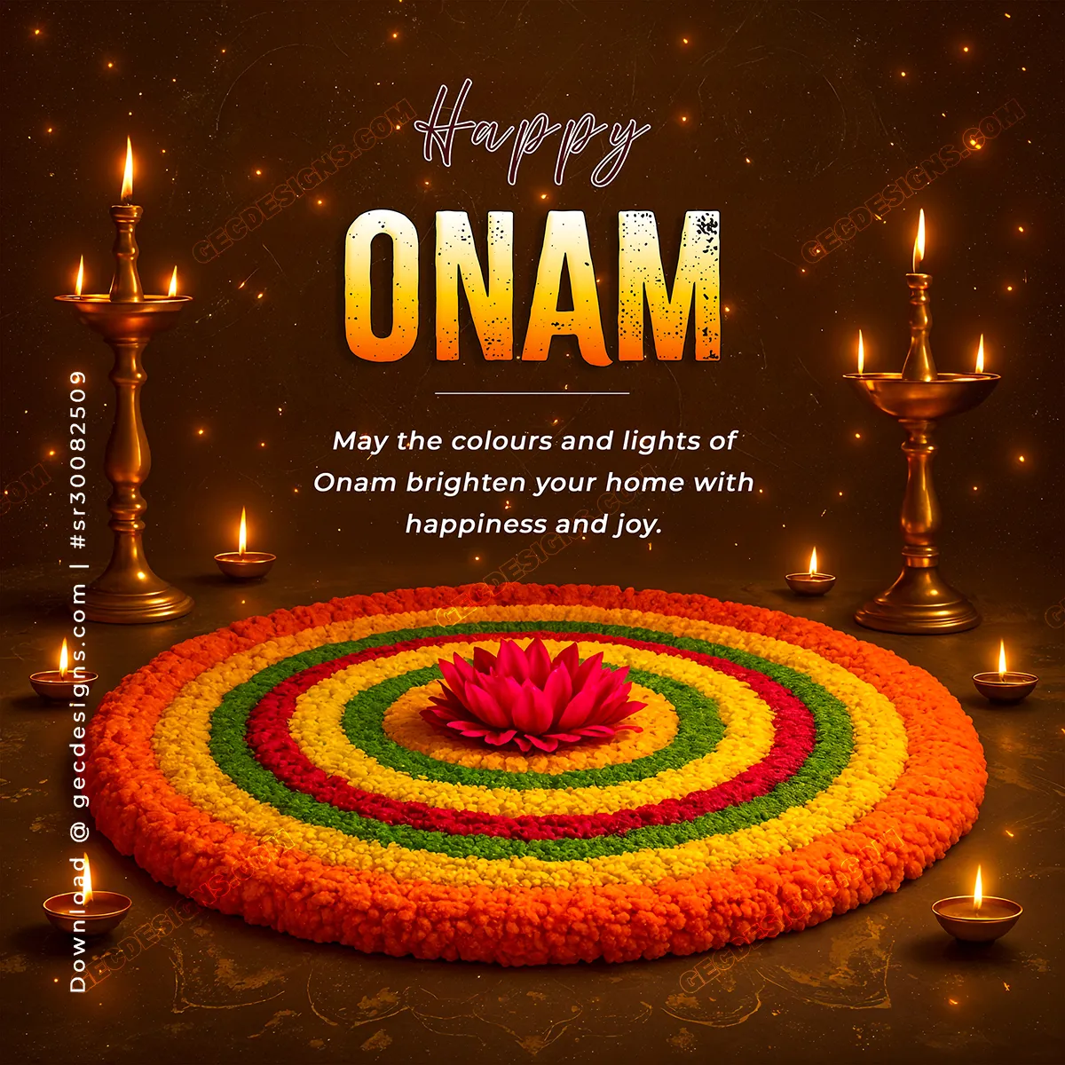 Beautiful Happy Onam Wishes Images Featuring Pookalam Decoration And 