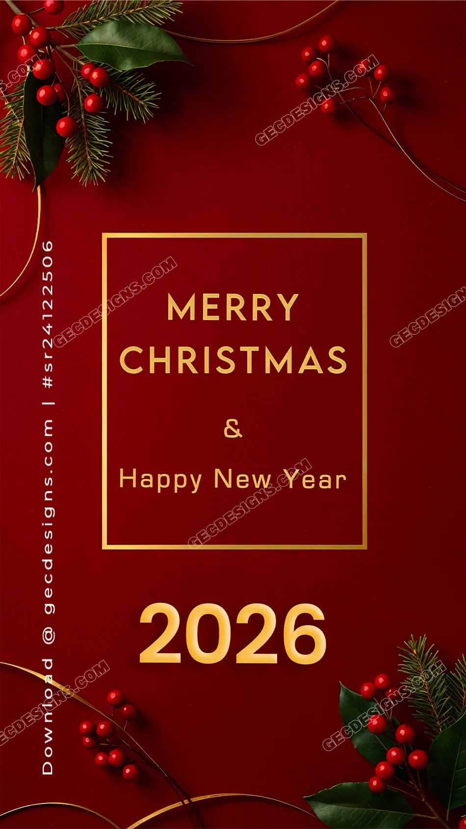 Merry Christmas Wishes And Happy New Year 2026 With Red Background Beautiful Merry Christmas And Happy New Year 2026 Wishes In Red And Gold Design Sr24122506 Cover.webp