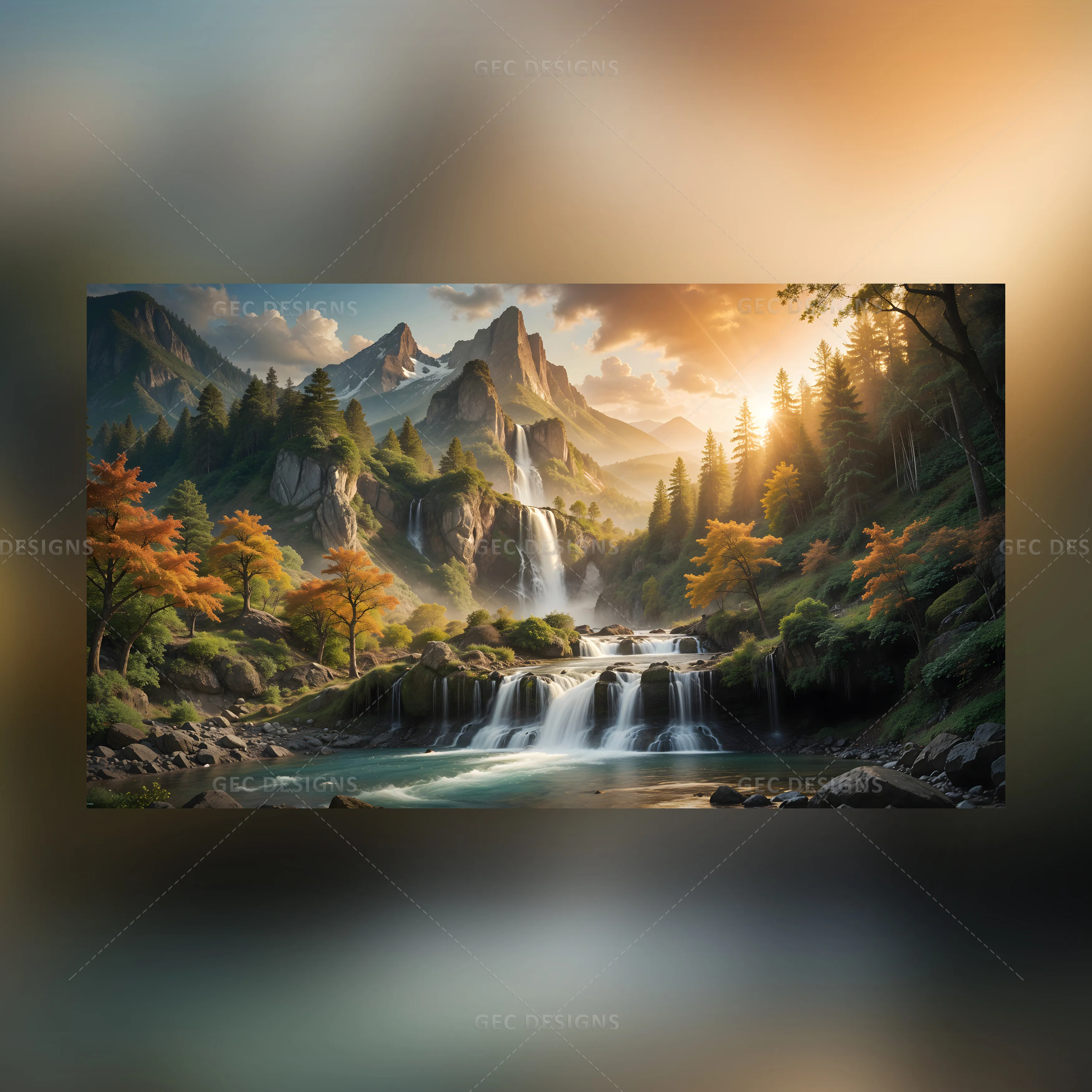 Beautiful waterfall in a deep forest, natural landscape AI Generated ...