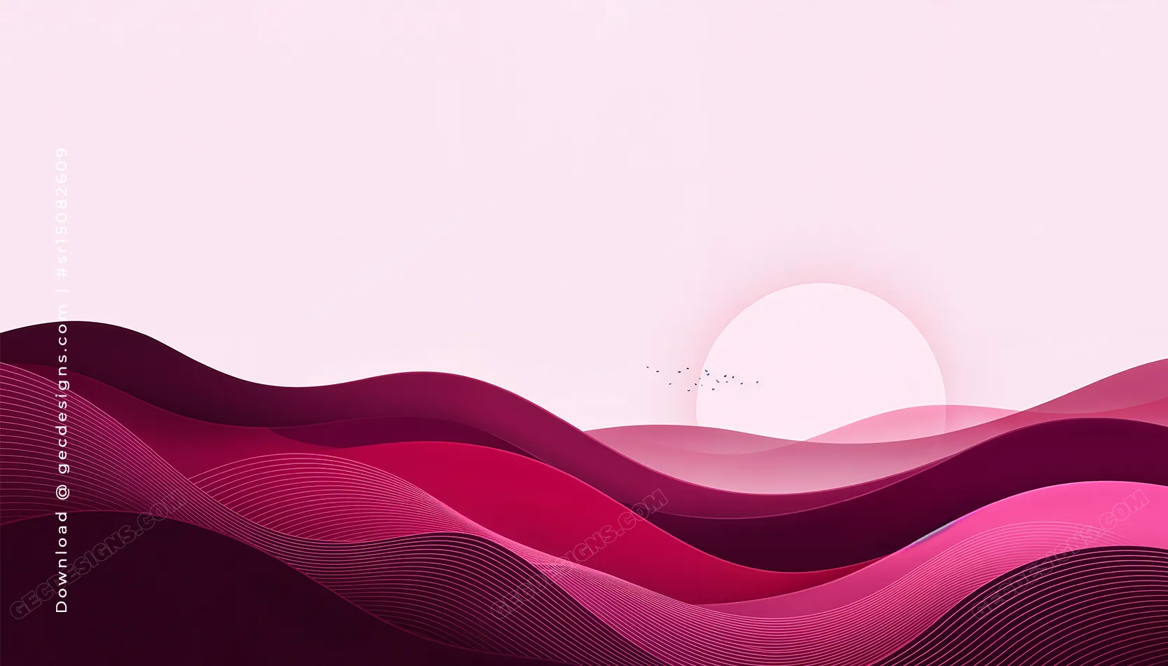 Berry Kiss Desktop Wallpaper with Layered Magenta Waves - Berry Kiss