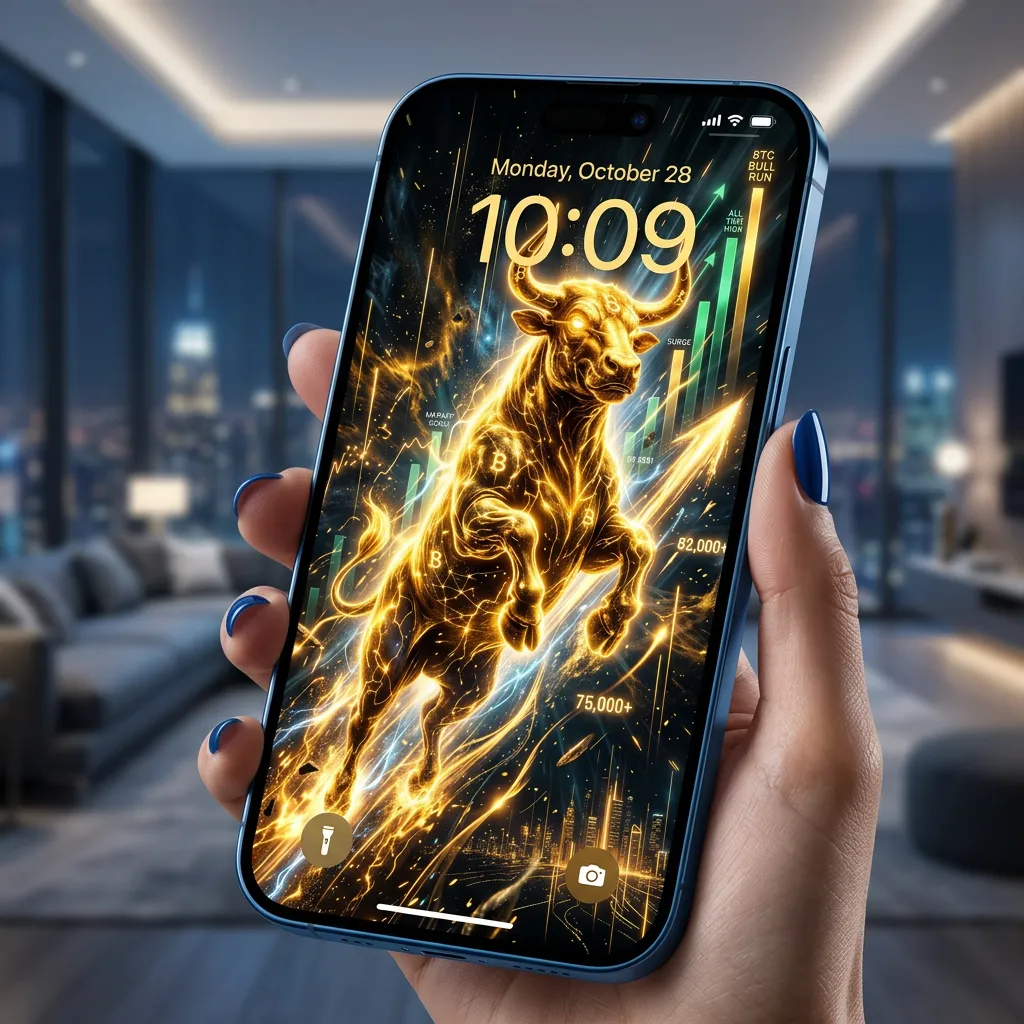Bitcoin bull run iPhone wallpaper crypto wealth growth background mockup one