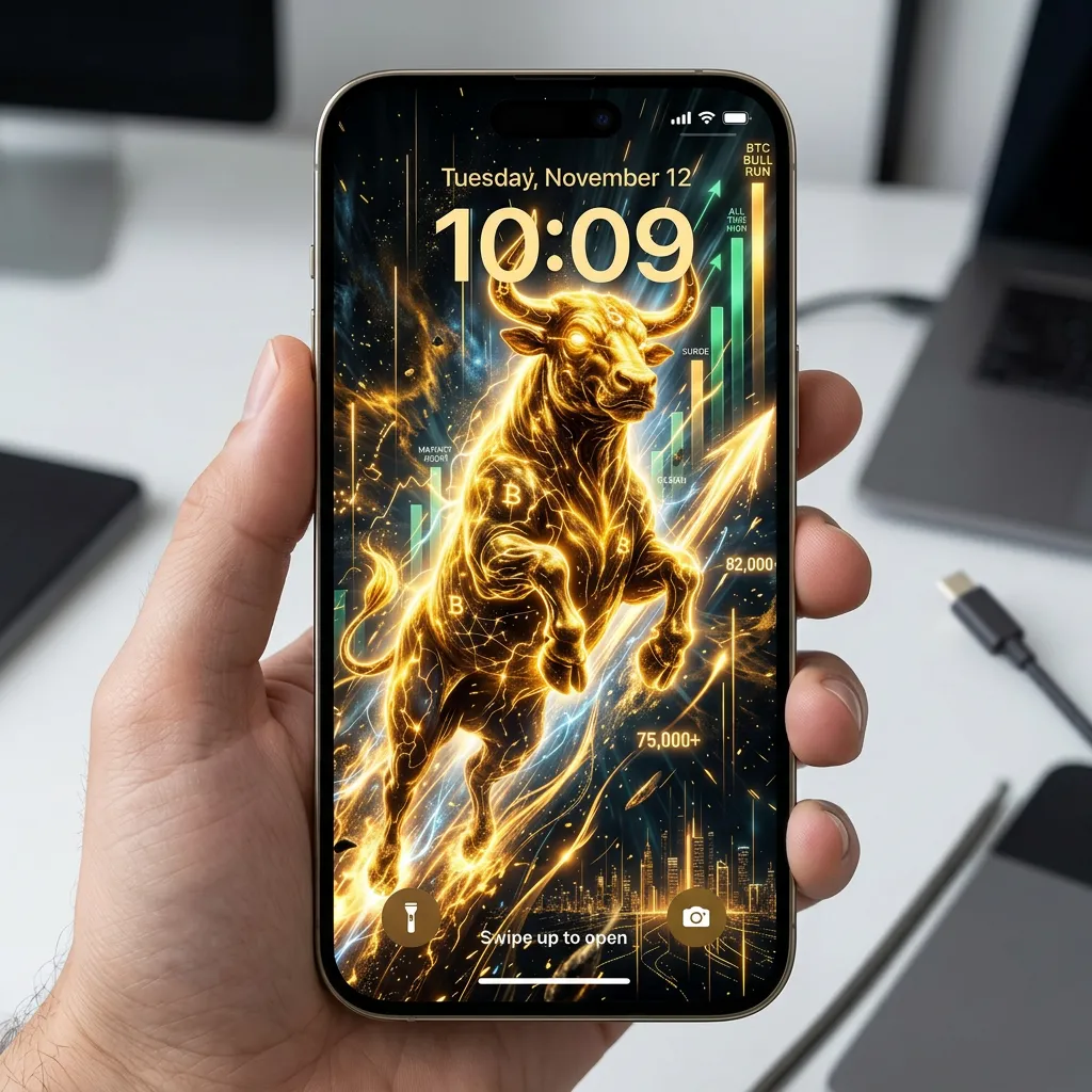 Bitcoin bull run iPhone wallpaper crypto wealth growth background mockup two