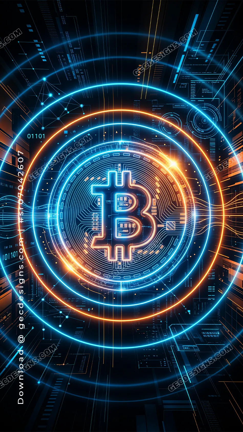 Bitcoin Futuristic iPhone Wallpaper Crypto Network Digital Finance Background