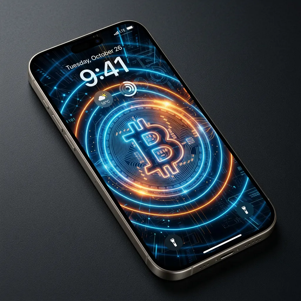 Bitcoin futuristic iPhone wallpaper crypto network digital finance background mockup two