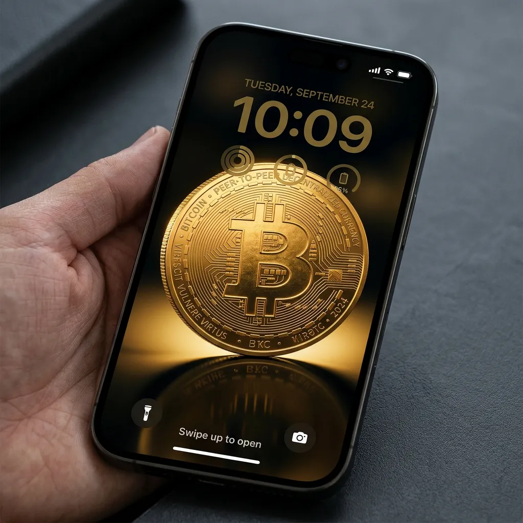 Bitcoin gold coin iPhone wallpaper luxury crypto wealth background mockup two