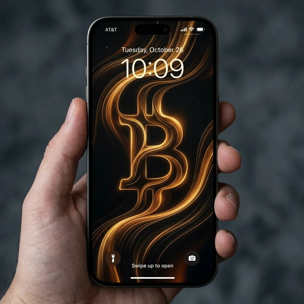 Bitcoin gold iPhone wallpaper luxury crypto wealth abstract background mockup one