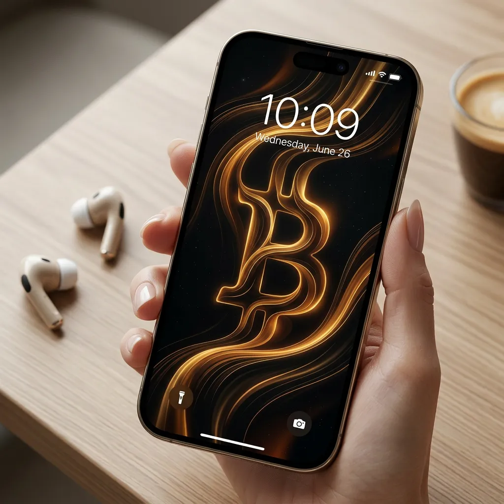 Bitcoin gold iPhone wallpaper luxury crypto wealth abstract background mockup two