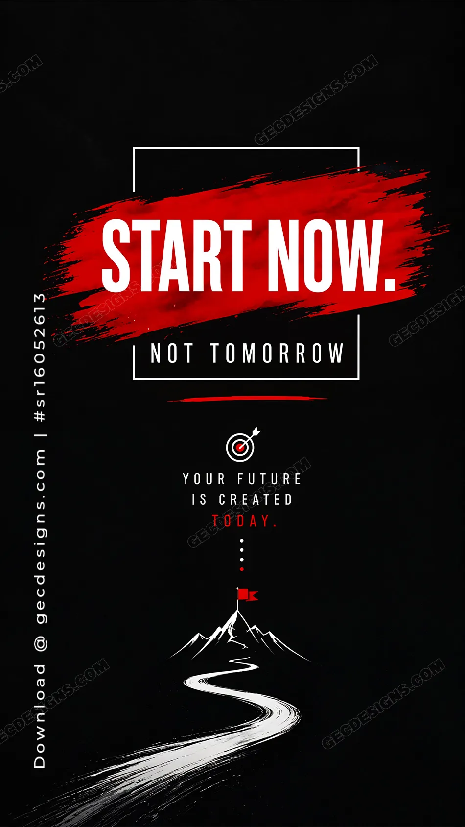 Black and Red Motivational iPhone Wallpaper with Start Now Goal Path