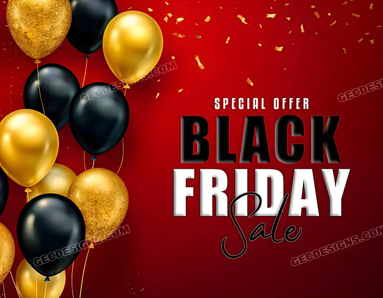 Black Friday Background design with Balloons for advertising banners and flyers