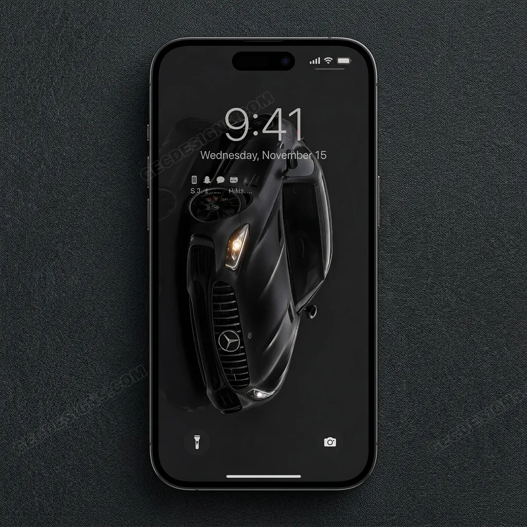 Black mercedes luxury iPhone wallpaper mockup one