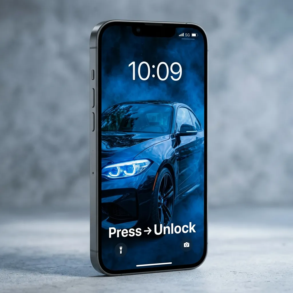 Blue luxury car iPhone wallpaper with smoke background mockup one