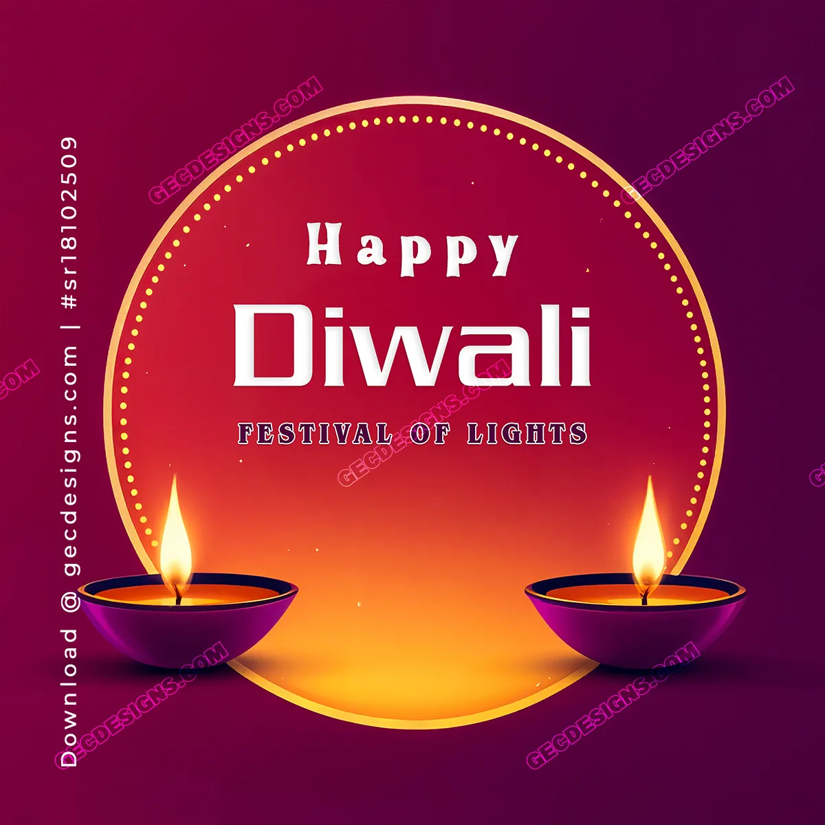 Classic Happy Diwali greeting card design with diyas and vibrant festive colors