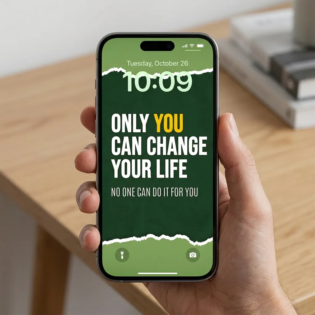 Clean success mindset iPhone wallpaper with motivational quote for personal growth focus