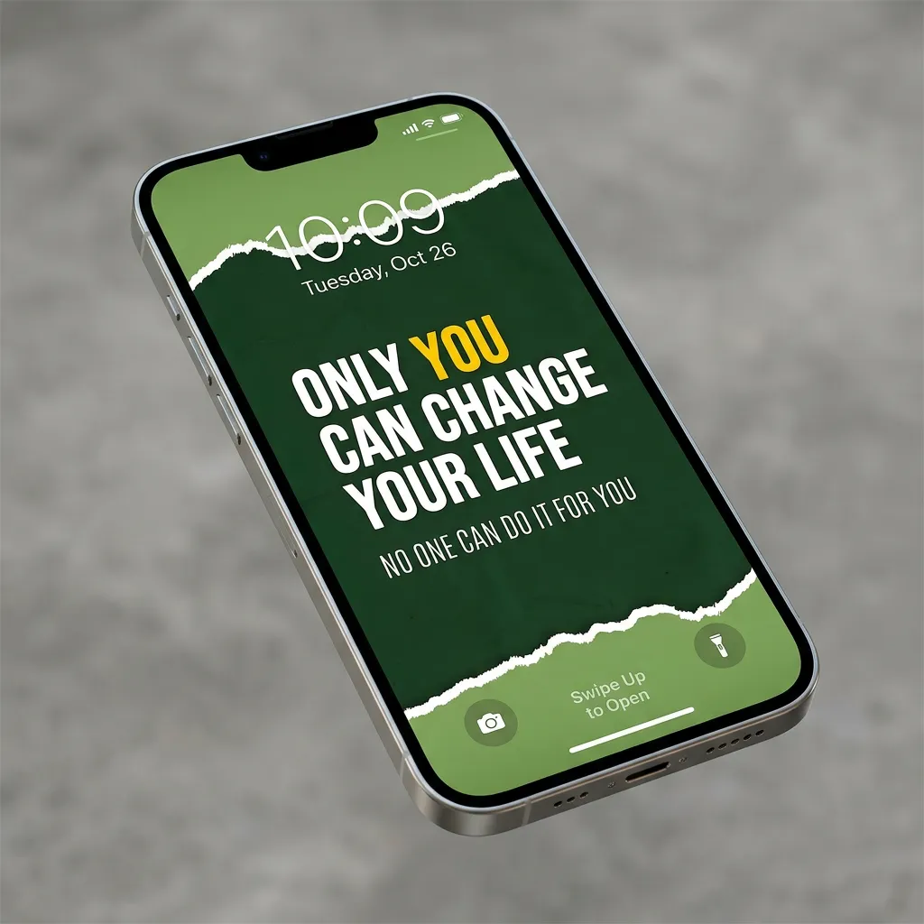 Clean success mindset iPhone wallpaper with motivational quote for personal growth focus mockup two