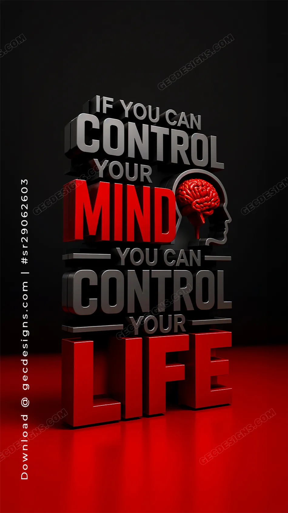 Control Your Mind Control Your Life 3D Motivational iPhone Wallpaper