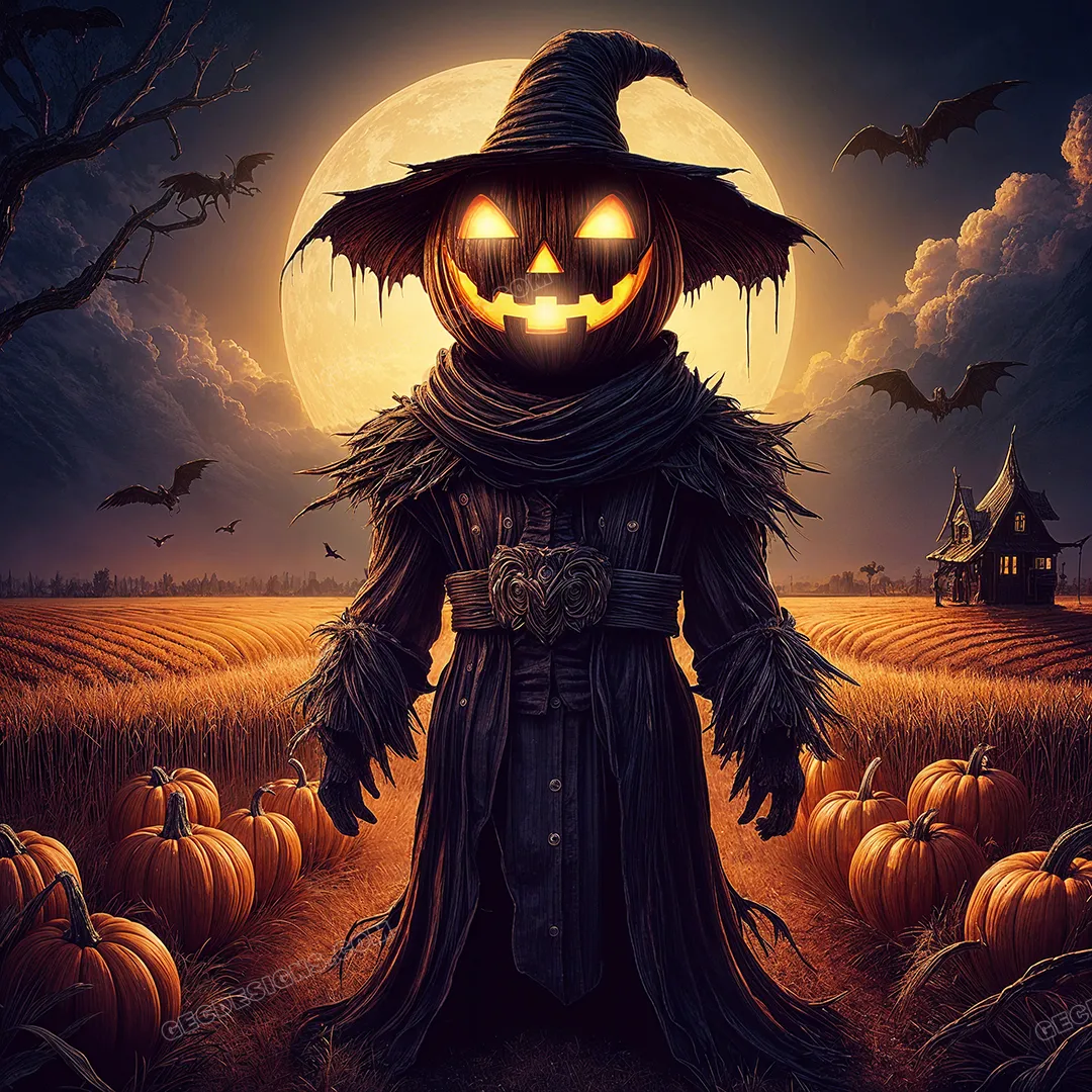 Creepy Scarecrow With Pumpkin Head In A Field Halloween Wallpaper Creepy Scarecrow With Pumpkin Head In A Field Halloween Wallpaper