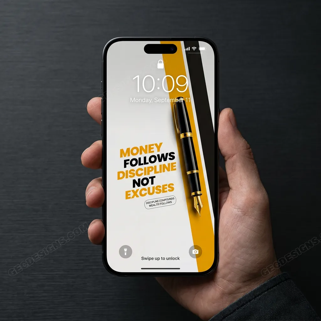 Discipline money mindset iPhone wallpaper mockup one