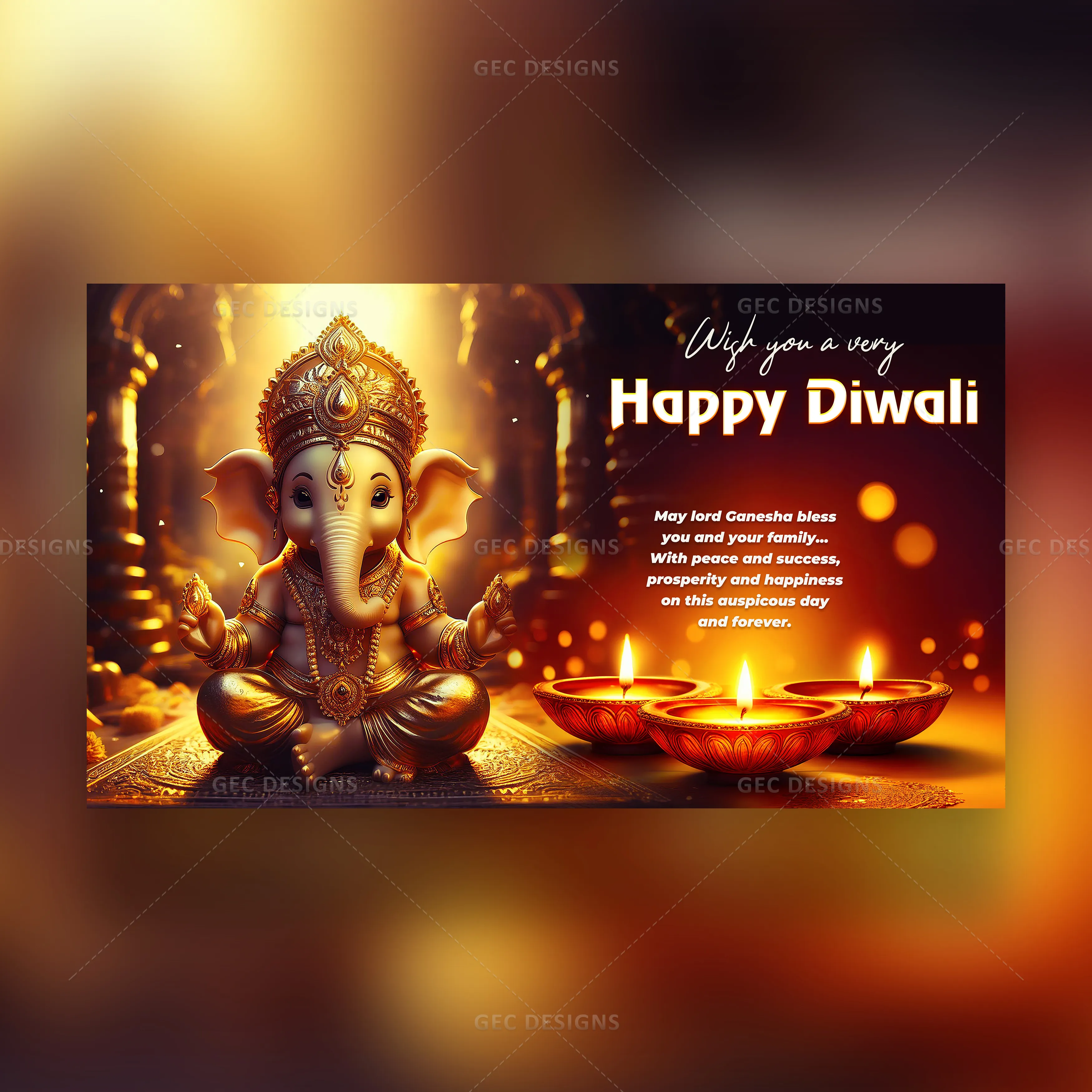 Diwali wishes and greetings with Lord Ganesh HD wallpaper GEC Designs