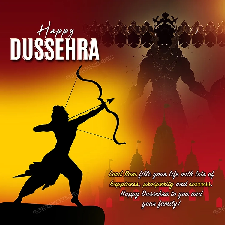 Dussehra wishes, Lord Ram, Ravan Dahan background image - GEC Designs