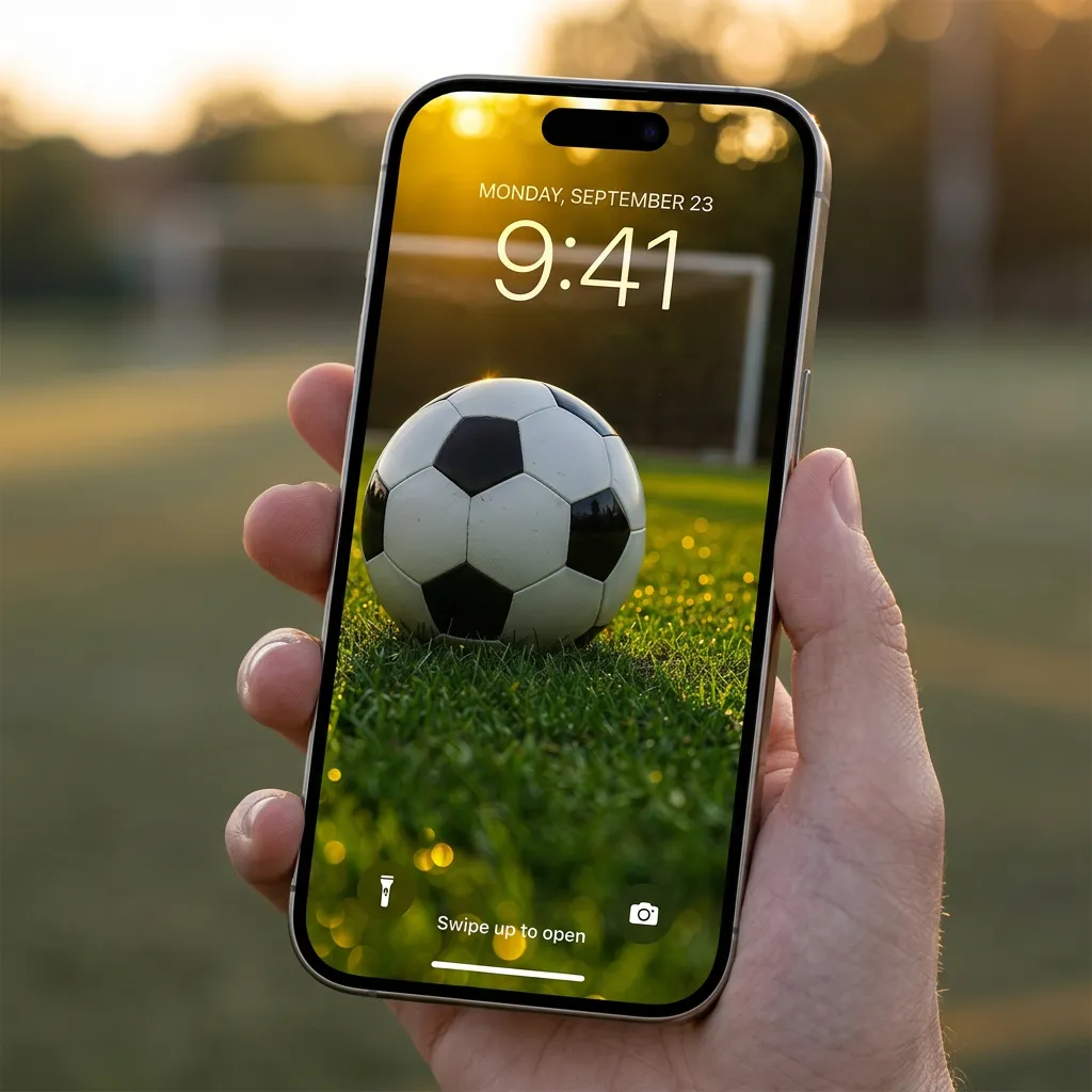Fifa inspired soccer ball wallpaper for iPhone screens mockup one