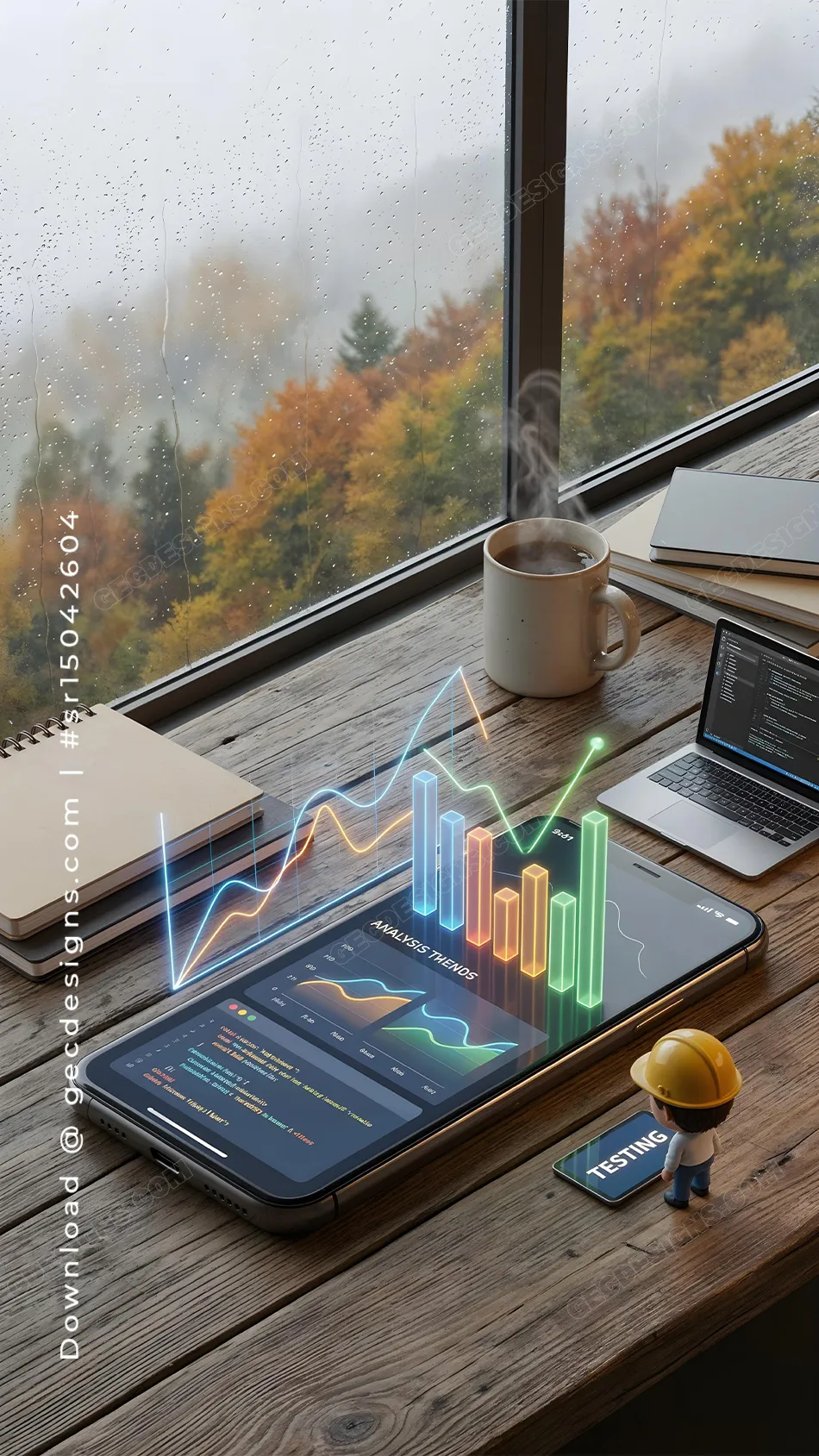 Finance Growth iPhone Wallpaper with Data Analytics Dashboard and Investment Strategy Theme