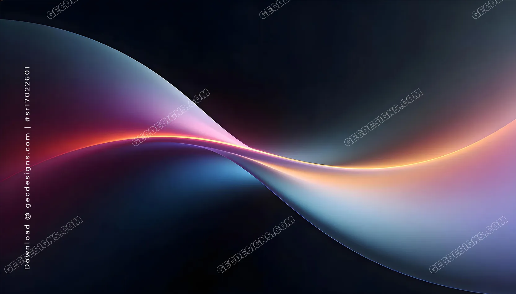 Flowing Neon Abstract Gradient Desktop Wallpaper with Dark Blue and Sunset Glow Tones