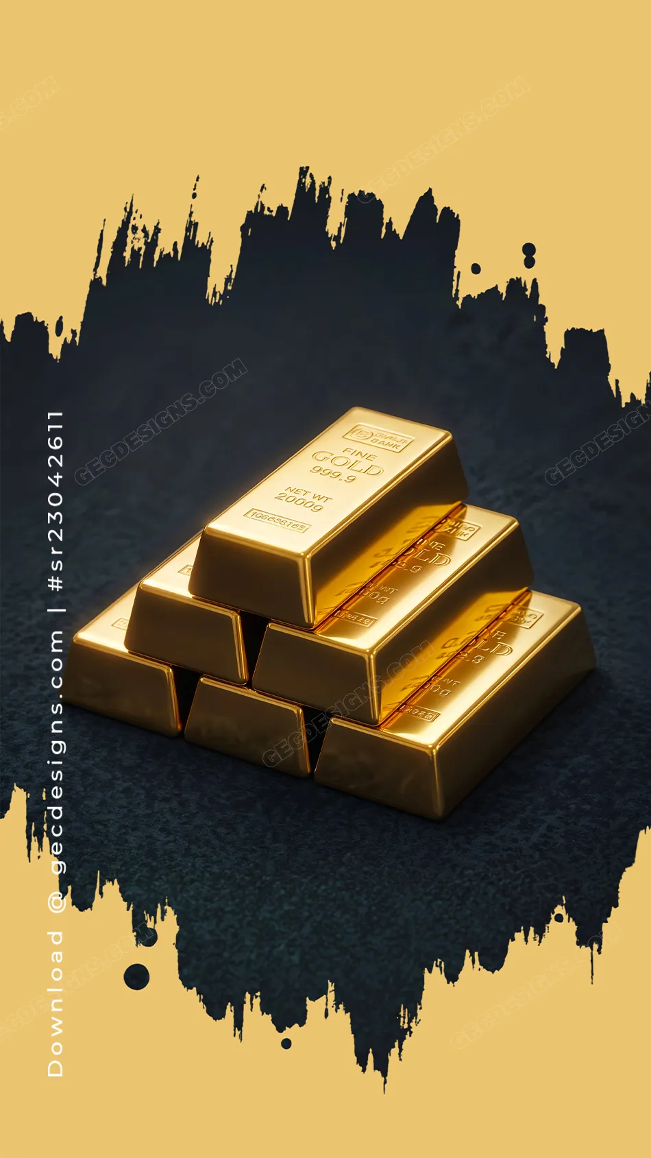 Gold iPhone Wallpaper with Stacked Gold Bars and Luxury Dark Artistic Background