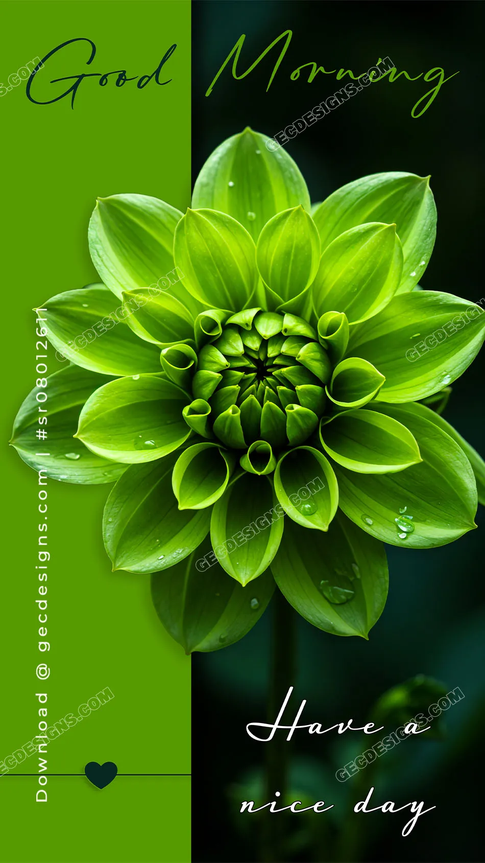 Good Morning Image with Green Flower and Fresh Nature Vibes
