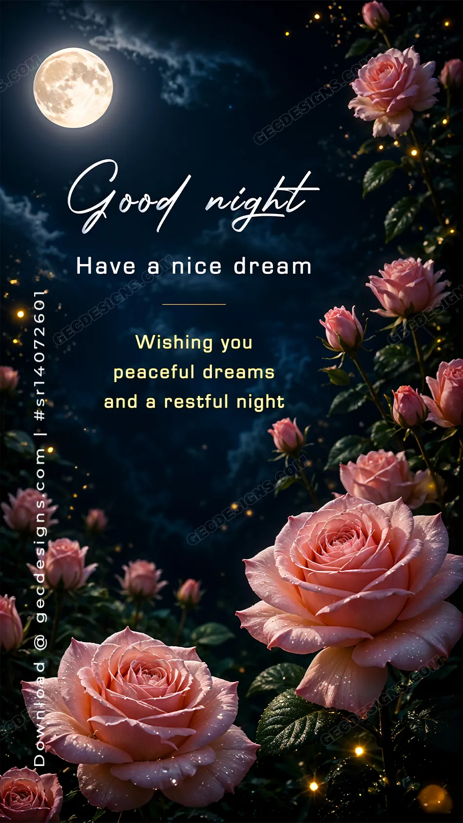 Good Night Roses Wallpaper with Moonlit Floral Scene