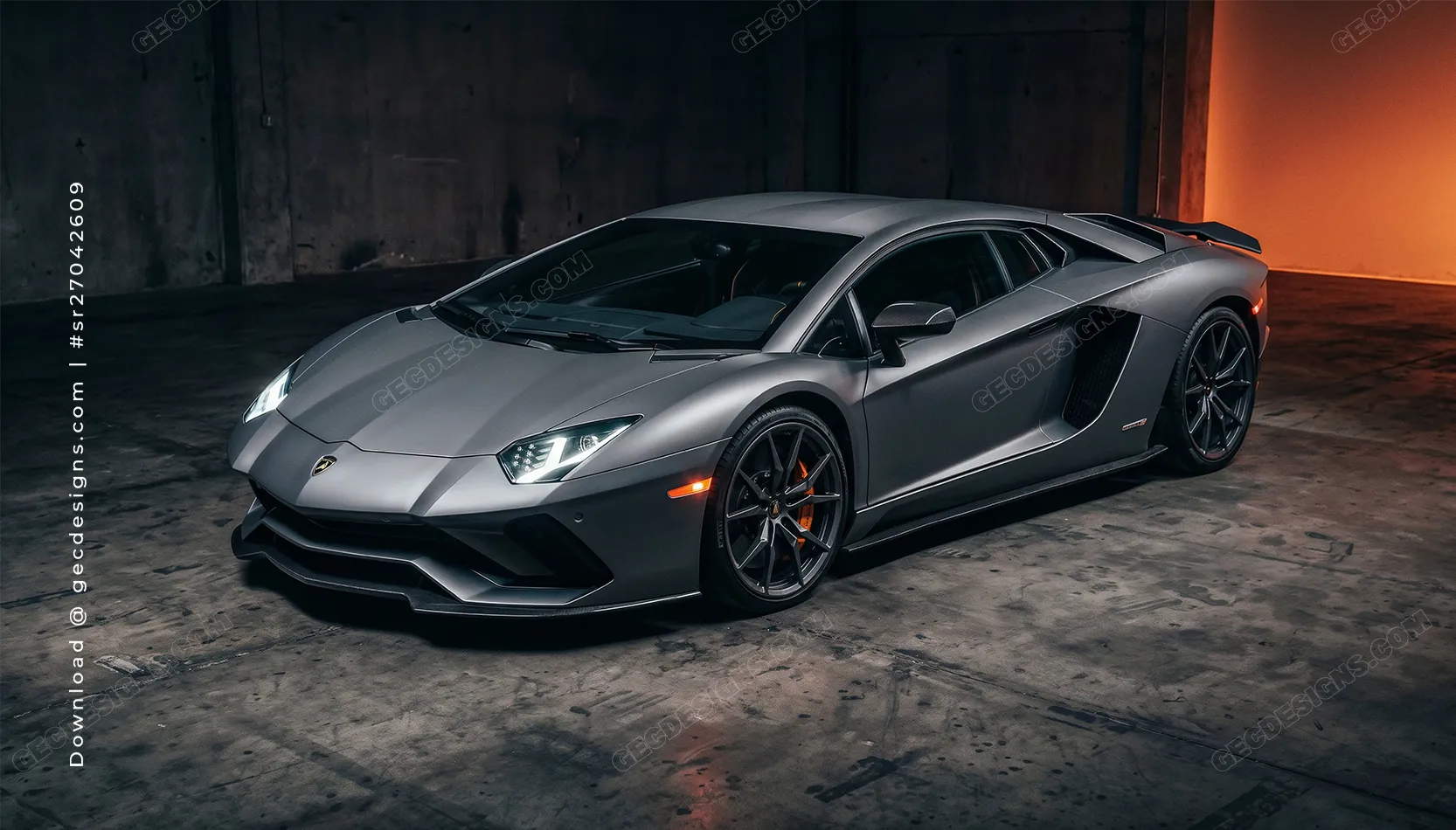 Gray Supercar Desktop Wallpaper with Industrial Garage Lighting