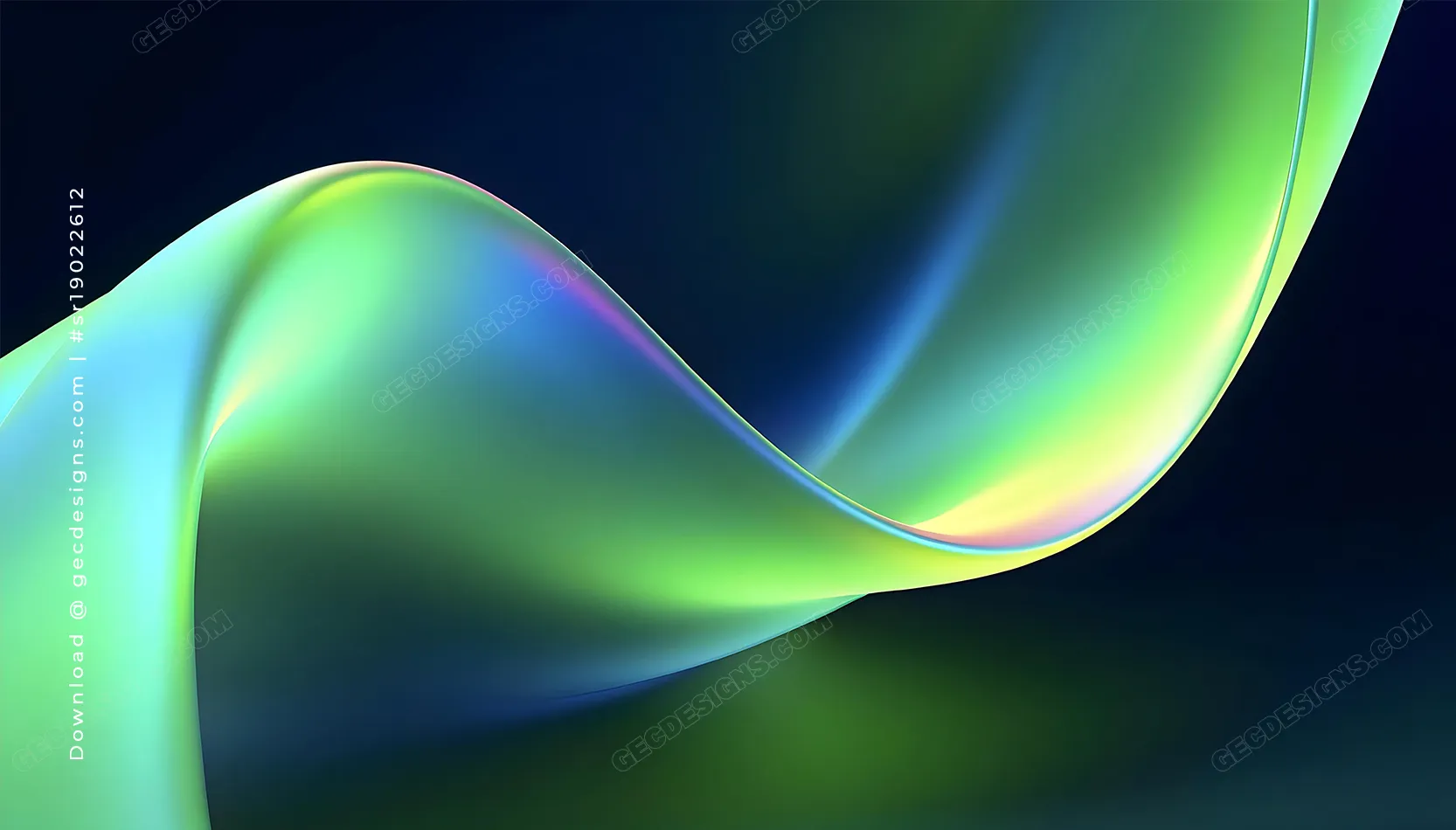 Green Neon Abstract Gradient Wallpaper with Fluid Light Waves for the desktop screen