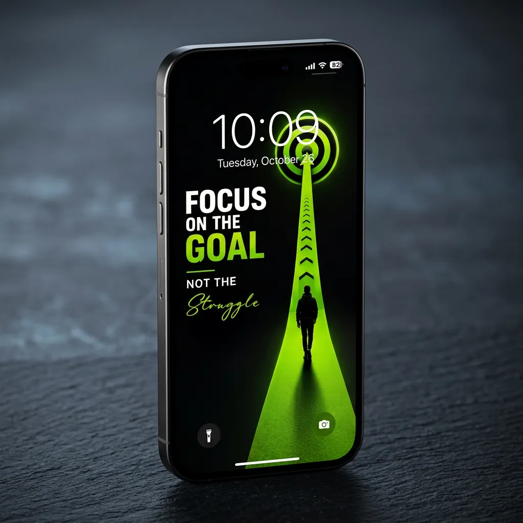 Green success mindset iPhone wallpaper with focus goal target