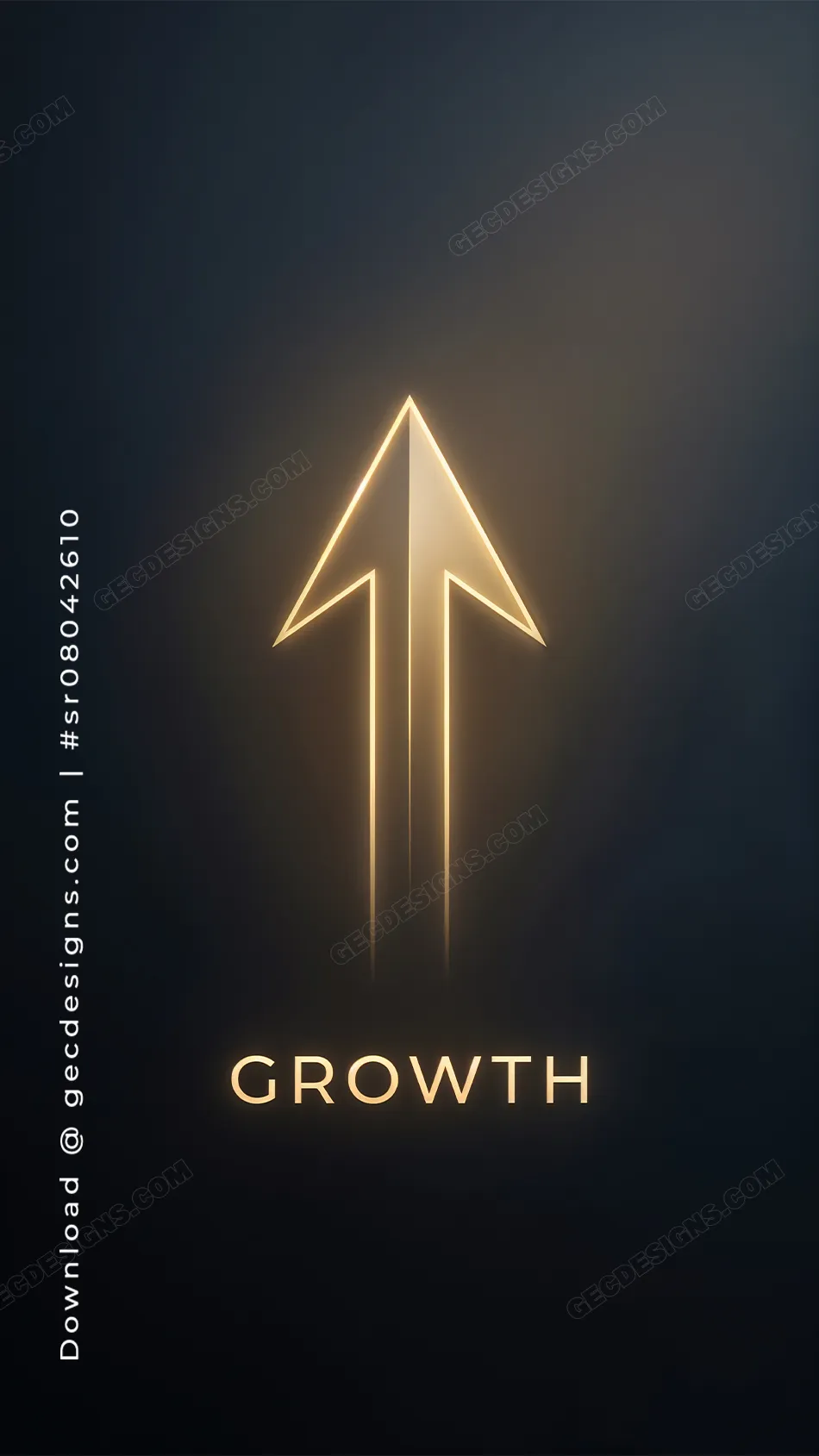 Growth iPhone Wallpaper with Up Arrow and Dark Luxury Background for Success Mindset