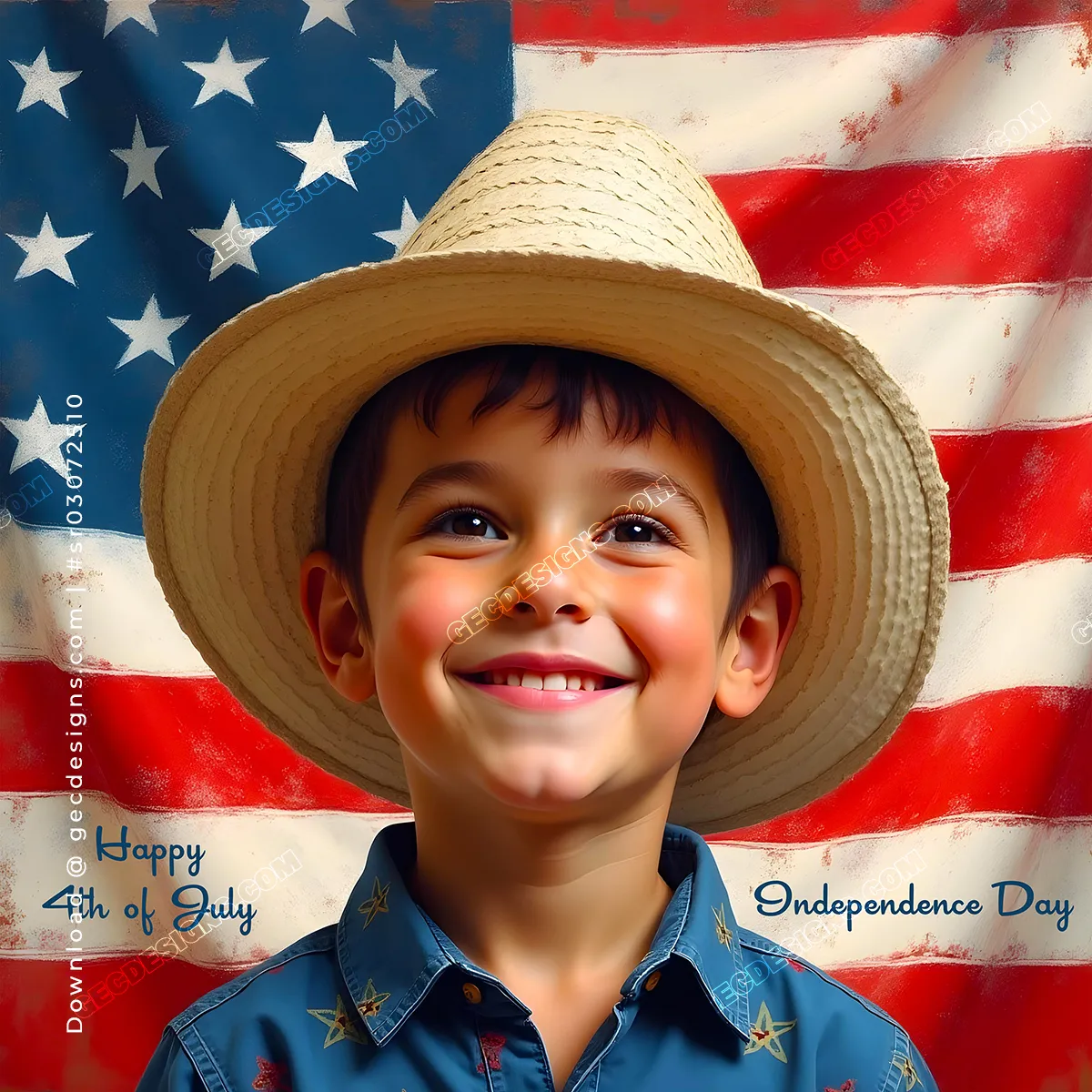 Happy American Independence Day Image Of Smiling Boy With Hat And 