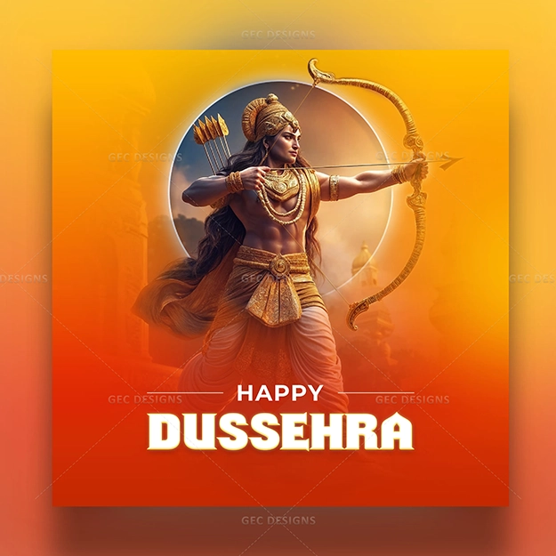 Happy Dussehra 2024, Vijayadashami wishes with Lord Ram HD image GEC