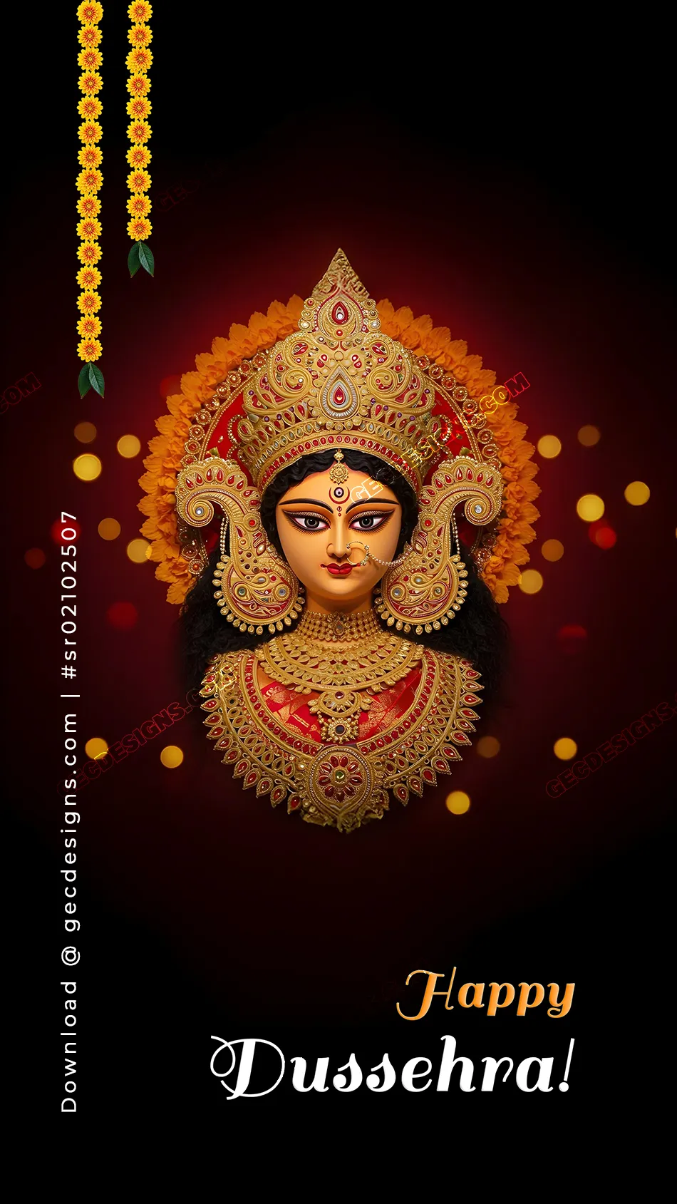 Happy Dussehra 2025 Wishes with Maa Durga, Golden Crown, and Festive Celebration