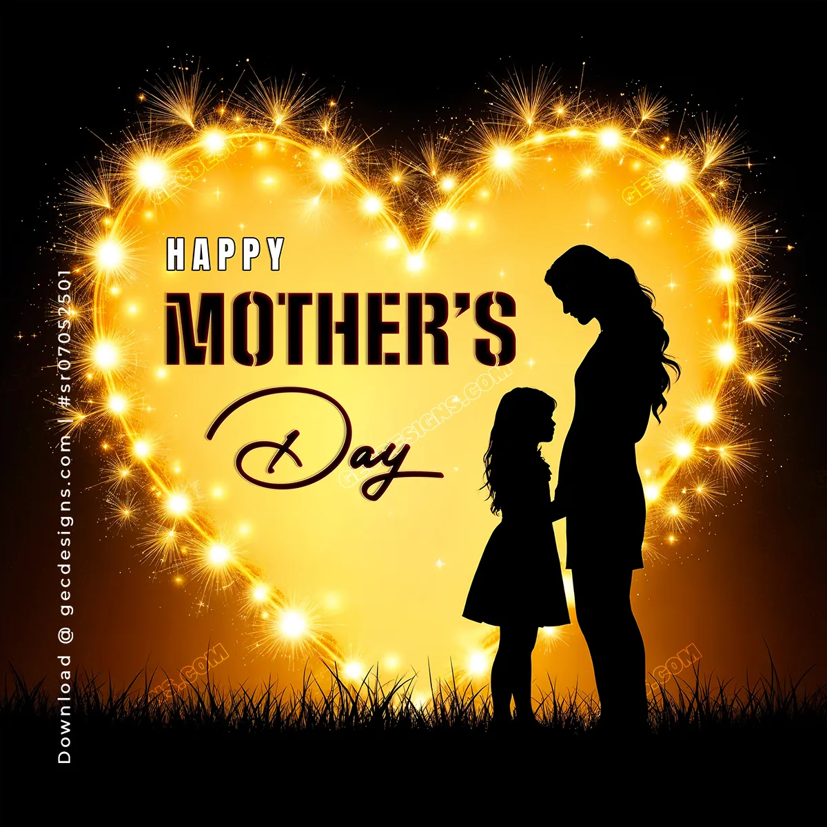 Happy Mother's Day 2025, Mother, Daughter bond sparkling heart background
