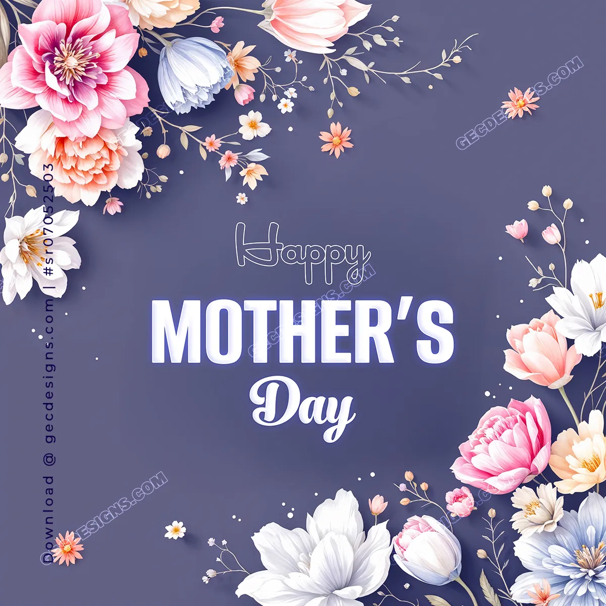 Beautiful Happy Mother’s Day image with soft purple floral background and greeting text